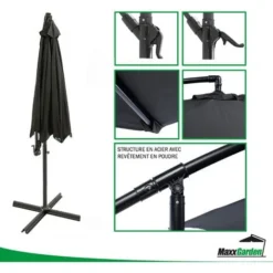 Parasol Deporte Inclinable 3M - Avec Housse De Protection - Noir - MaxxGarden -Promos Jardin Lumi Magasin 72492867 5