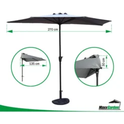 Parasol De Balcon 270 Cm - Demi Parasol - Anthracite - MaxxGarden -Promos Jardin Lumi Magasin 72492879 3
