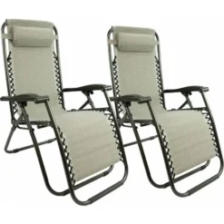 Lot De 2 Fauteuils Relax - Textilène, Pliables, Multi-positions - Gris - MaxxGarden