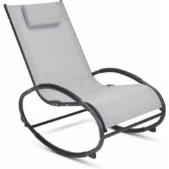 Rocking Chair De Jardin - Fauteuil à Bascule - En Aluminium Et Textilène - Gris - MaxxGarden