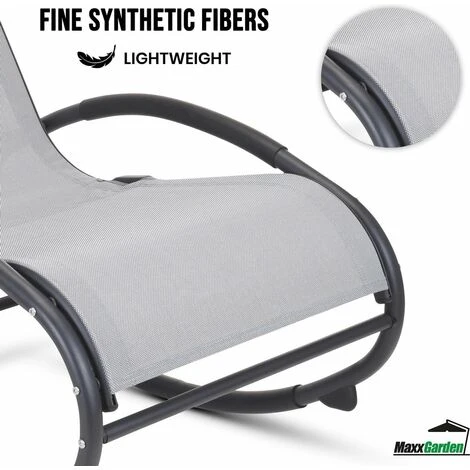 Rocking Chair De Jardin - Fauteuil à Bascule - En Aluminium Et Textilène - Gris - MaxxGarden 2 Rocking Chair De Jardin - Fauteuil à Bascule - En Aluminium Et Textilène - Gris - MaxxGarden – Image 2
