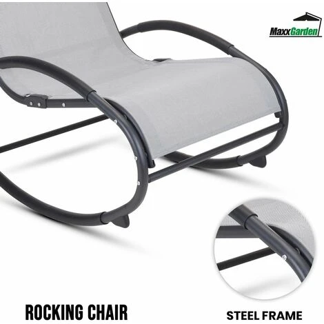 Rocking Chair De Jardin - Fauteuil à Bascule - En Aluminium Et Textilène - Gris - MaxxGarden 3 Rocking Chair De Jardin - Fauteuil à Bascule - En Aluminium Et Textilène - Gris - MaxxGarden – Image 3