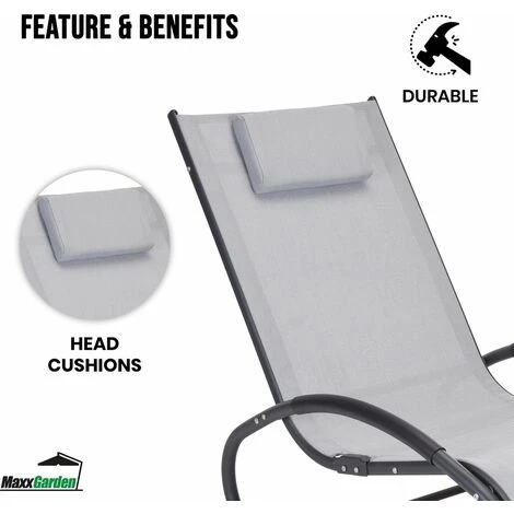 Rocking Chair De Jardin - Fauteuil à Bascule - En Aluminium Et Textilène - Gris - MaxxGarden 5 Rocking Chair De Jardin - Fauteuil à Bascule - En Aluminium Et Textilène - Gris - MaxxGarden – Image 5