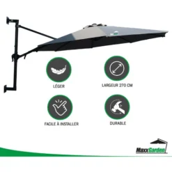 Parasol Mural 270 Cm - Gris - MaxxGarden. -Promos Jardin Lumi Magasin 72493070 5