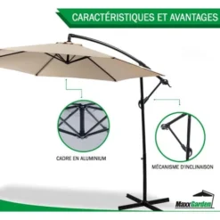 Parasol Deporte 3M - Avec Housse De Protection - Taupe - MaxxGarden. -Promos Jardin Lumi Magasin 72493149 3