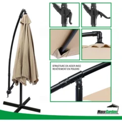 Parasol Deporte 3M - Avec Housse De Protection - Taupe - MaxxGarden. -Promos Jardin Lumi Magasin 72493149 5