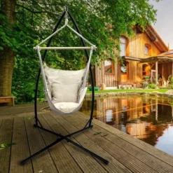 Hofuton Support Pour Chaise Suspendue, Support De Chaise Hamac En Acier Robuste, Charge 120 KG, Pour Fauteuil œuf, Balançoire, Fauteuil Suspendu, Hamac, Balançoires En Rotin, Noir