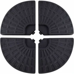 COSTWAY Lot De 4 Dalles De Parasol Remplissable D'Eau 52L Ou De Sable 66KG Avec Poignée Pour Pour Jardin, Terrasse, Balcon Noir