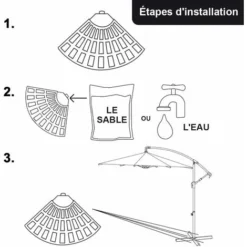 COSTWAY Lot De 4 Dalles De Parasol Remplissable D'Eau 52L Ou De Sable 66KG Avec Poignée Pour Pour Jardin, Terrasse, Balcon Noir -Promos Jardin Lumi Magasin 72532218 4