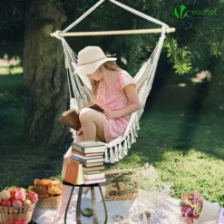Chaise suspendue hamac Avec 2 Oreillers Beige -Promos Jardin Lumi Magasin 72635064 3