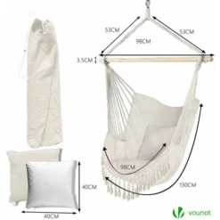 Chaise suspendue hamac Avec 2 Oreillers Beige -Promos Jardin Lumi Magasin 72635064 4