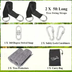 Ceinture De Hamac De Haute Qualité Pour Hamacs Et Balançoires De Jardin, Charge Maximale 1000 Kg (noir) -Promos Jardin Lumi Magasin 72662058 3