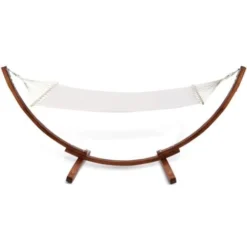 Hamac XL Avec Support Bois Et Toile écrue -Promos Jardin Lumi Magasin 7452681 3
