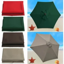 GP Housse De Remplacement Pour Parasol, 6 Baleines, Diamètre 2m, Imperméable, Résistante Aux UV, Tissu De Remplacement, Kaki -Promos Jardin Lumi Magasin 75117500 3