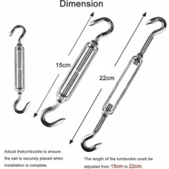 Kit De Fixation Pour Voile D'ombrage 42 Pièces De Matériel En Acier Inoxydable Pour Installation De Voile D'ombrage Rectangulaire Et Triangulaire, 15-22CM -Promos Jardin Lumi Magasin 76577391 3