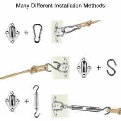 Kit De Fixation Pour Voile D'ombrage 42 Pièces De Matériel En Acier Inoxydable Pour Installation De Voile D'ombrage Rectangulaire Et Triangulaire, 15-22CM -Promos Jardin Lumi Magasin 76577391 5