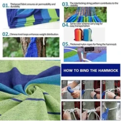 Hamac 280x150cm Toile à Voile 2 Personnes 200kg De Charge Loisirs Patio Léger Camping - Bleu FUIENKO -Promos Jardin Lumi Magasin 76687409 4