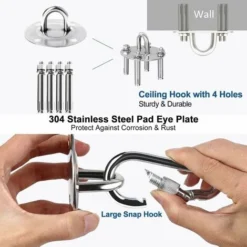 Crochet De Fixation Murale Pour Hamac Suspendu,Yoga,Chaise Accrochante Et Sac De Boxe, Acier Inoxydable Kit De Suspension Trainer Avec Mousqueton Et Vis De Fixation Fontainebleau Argent Zhuoxuan -Promos Jardin Lumi Magasin 77232993 3