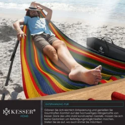 KESSER® Hamac Vill Avec Support Métal Pliable Réglable Cadre Stable Intérieur & Extérieur Avec Sac De Transport + Sac Fauteuil Suspendu Support De Hamac Camping Jardin Piscine Balcon Terrasse , Coloré -Promos Jardin Lumi Magasin 77588835 3