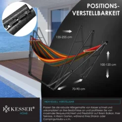KESSER® Hamac Vill Avec Support Métal Pliable Réglable Cadre Stable Intérieur & Extérieur Avec Sac De Transport + Sac Fauteuil Suspendu Support De Hamac Camping Jardin Piscine Balcon Terrasse , Coloré -Promos Jardin Lumi Magasin 77588835 5