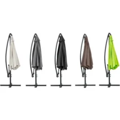 Parasol Jardin Déporté Alu Ilios - Rond - Ø 3 M - Ecru - Dalles Incluses -Promos Jardin Lumi Magasin 7759748 3