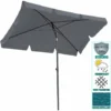 Parasol 2x1,25m Rectangulaire Avec Volant Et Dispositif Rabattable Gris