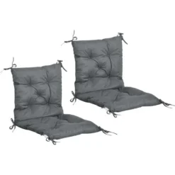 OUTSUNNY Lot De 2 Coussins Matelas Assise Dossier 2 En 1 Pour Chaise Fauteuil Grand Confort 98L X 50l X 8H Cm Gris