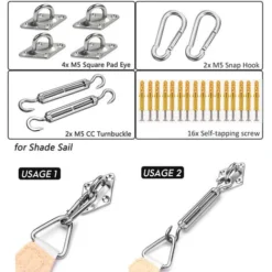 Waterproof Shade Sail Garden Canopy Sun Shade Camping Gazebo Outdoor Awnings Carport Pool UV Block Square Rectangle Triangle,Mount Accessory,triangle3.6x3.6x3.6m