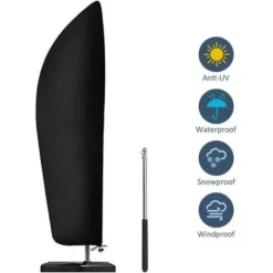 Housse De Protection Pour Parasol Déporté 2 à 4 M De Large Tissu Oxford 210D Imperméable à La Poussière Résistant Aux UV 265x40/70/50cm