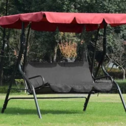 MINKUROW Housse De Siège De Balancelle, Housse De Coussin Swing étanche 3 Places, Remplacement De La Housse Du Siège De Balançoire Extérieur Housse De Protection Pour Hamac Étanche à La Poussière(Noir -Promos Jardin Lumi Magasin 80935489 3