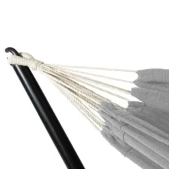 Hamac Avec Support Métal Et Toile Gris Clair -Promos Jardin Lumi Magasin 81224110 3