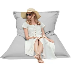 Gardenista Grand Pouf Rectangulaire Canapé Confortable Rembourrage De Sol Adulte Résistant à L'eau Et Aux UV, Matériau Durable Pour Le Jardin Et La Piscine,Brume Du Port