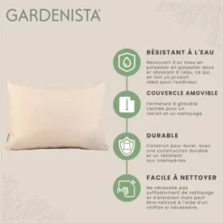 Gardenista Coussins De Canapé D'extérieur Pour Meubles En Rotin, Coussins De Siège Ou Oreillers De Dossier Résistants à L'eau Pour Décoration De Jardin Avec Remplissage , Pierre(52x40x10cm) -Promos Jardin Lumi Magasin 82692447 3