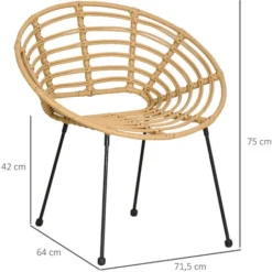 OUTSUNNY Lot De 2 Chaises De Jardin Style Colonial Coussins Beige Inclus Résine Tressée Et Filaire Aspect Rotin -Promos Jardin Lumi Magasin 82741082 3