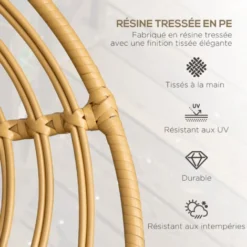 OUTSUNNY Lot De 2 Chaises De Jardin Style Colonial Coussins Beige Inclus Résine Tressée Et Filaire Aspect Rotin -Promos Jardin Lumi Magasin 82741082 4