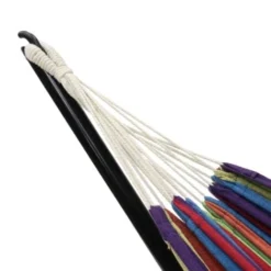 Hamac Avec Support Métal Et Toile Rayée Multicolore -Promos Jardin Lumi Magasin 8338935 3