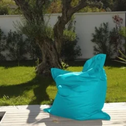 Pouf Géant XXL Intérieur Et Extérieur, Déhoussable, Salon, Jardin, Deco Arts Bleu Caraïbes -Promos Jardin Lumi Magasin 83724041 5