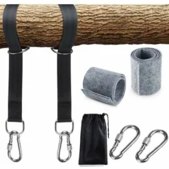 Arbre Swing Sangles Accessoire De Balançoire,1 Paire Fixation Pour Balançoire Sangles De Hamac Avec 2 Mousquetons à Crochet En D Et 2 Coussins De Protection Pour Arbres,Supporte Jusqu'à 1700 Kg