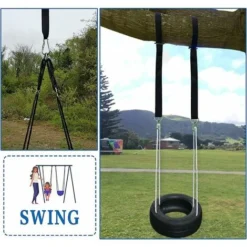 Arbre Swing Sangles Accessoire De Balançoire,1 Paire Fixation Pour Balançoire Sangles De Hamac Avec 2 Mousquetons à Crochet En D Et 2 Coussins De Protection Pour Arbres,Supporte Jusqu'à 1700 Kg -Promos Jardin Lumi Magasin 83756850 4