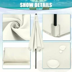 Housses De Rechange Pour Parasol 3 Mètres 6 Bras Parasol De Rechange Pour Auvent De Jardin Housse De Rechange Pour Parasol, Auvent Uniquement (blanc Crème) -Promos Jardin Lumi Magasin 83758558 3