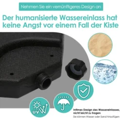 SWANEW Support De Parasol Support Carré Support De Sable Support De Parasol Remplissable Jusqu'à 80 Kg -Promos Jardin Lumi Magasin 83897947 4