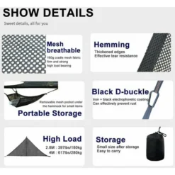 Hamacs De Camping Géants Triangulaires, Camping En Plein Air, Hamac De Camping Aérien Géant, Hamac Multi-personnes, Camping Aérien Portable, Confortable, Terrasse De Jardin, Mobilier Pliant (noir, 4 X -Promos Jardin Lumi Magasin 85353611 4