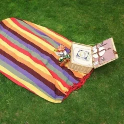 Hamac Simple Toile - 200 X 150 Cm + 2 Cordes D'Amarrage + 1 Sac De Rangement - Hamac De Jardin Pour Enfants Et AdultesExtérieur -Promos Jardin Lumi Magasin 85514370 4