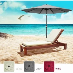 Mondeer Parasol Droit 3.0m Inclinable , Avec Manivelle, Housse De Protection,Pliable Portable, Protection Solaire, Gris Foncé -Promos Jardin Lumi Magasin 85695693 3