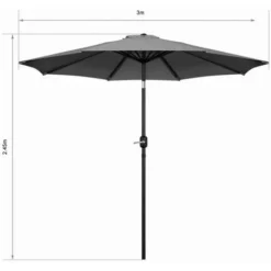 Mondeer Parasol Droit 3.0m Inclinable , Avec Manivelle, Housse De Protection,Pliable Portable, Protection Solaire, Gris Foncé -Promos Jardin Lumi Magasin 85695693 5