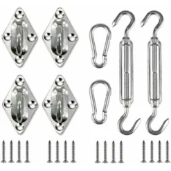 Kit De Fixation De Voile D'ombrage, Kit De Fixation De Voile D'ombrage En Acier Inoxydable Pour Accessoires De Fixation De Voile D'ombrage Triangle Et Rectangle Carré -Promos Jardin Lumi Magasin 86218367 4