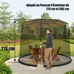 COSTWAY Moustiquaire Pour Parasol En Maille Polyester, Avec 2 Porte à Double Fermeture Eclair Et Base Remplissable, Moustiquaire Réglable Pour Parasol Et Tonnelle De ø2,5 à 3 M -Promos Jardin Lumi Magasin 86980763 5