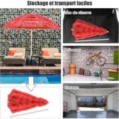COSTWAY Parasol Inclinable De Paille 1,75M--Protection Solaire UPF 30+, Inclinable Sur 30°/Style Hawaïen Pour Plage De Sable/Jardin/Terrasse/Plage Rouge 8 COSTWAY Parasol Inclinable De Paille 1,75M--Protection Solaire UPF 30+, Inclinable Sur 30°/Style Hawaïen Pour Plage De Sable/Jardin/Terrasse/Plage Rouge -Promos Jardin Lumi Magasin 87865488 4