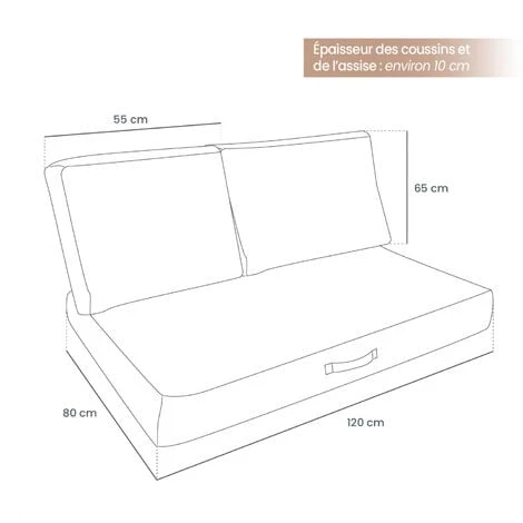 Kit De Coussins Et Assise Déhoussables Pour Palette - Gris Foncé - Linxor 2 Kit De Coussins Et Assise Déhoussables Pour Palette - Gris Foncé - Linxor – Image 2