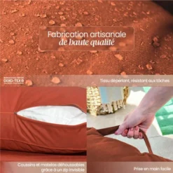 Kit De Coussins Et Assise Déhoussables Pour Palette - Terracotta - Linxor -Promos Jardin Lumi Magasin 87905527 3